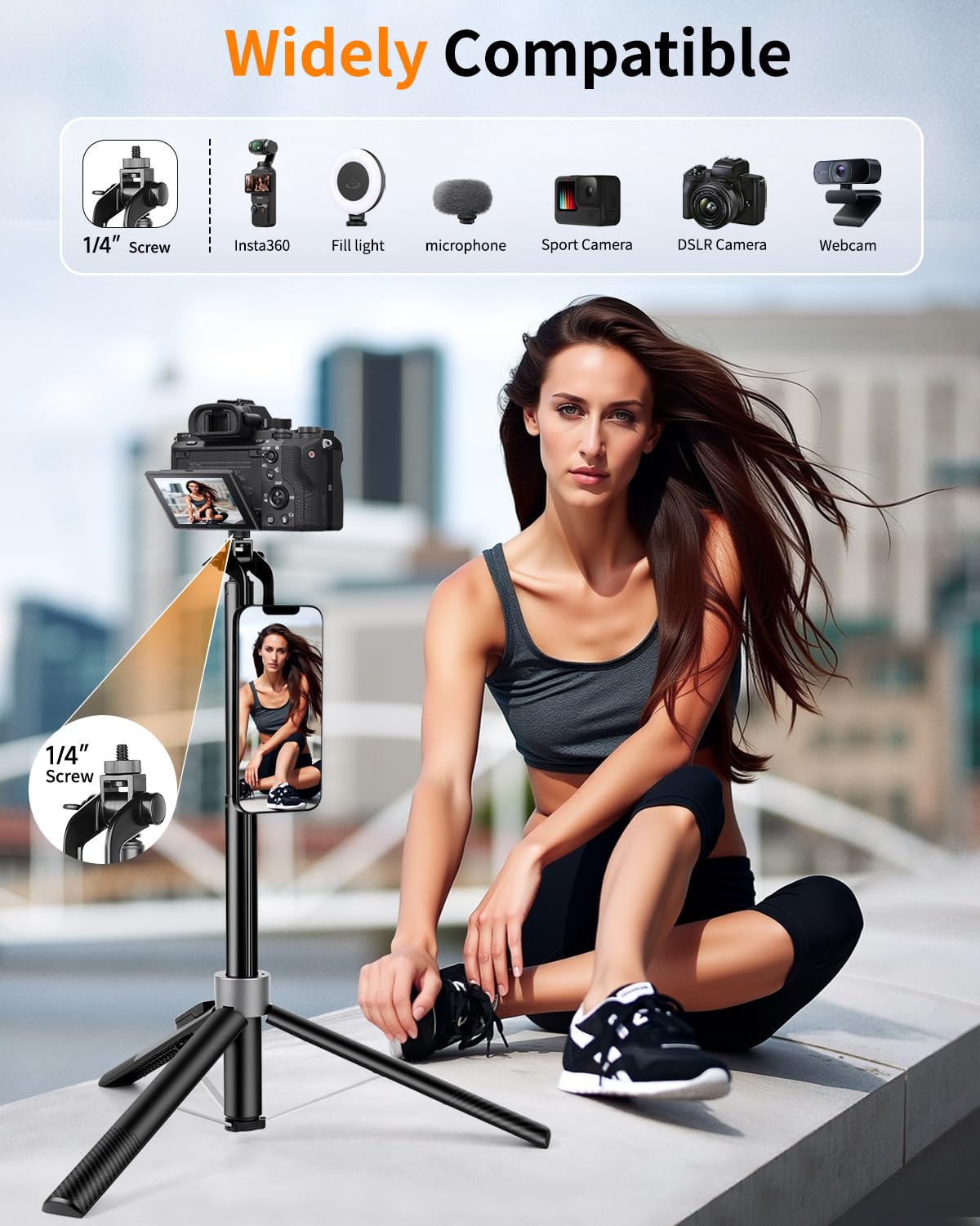 Victiv 178cm Magnético Tripode para Movil, mag-Safe Trípode Movil Alto con Mando, All-in-One Palo Selfie de Viaje Portátil, Compatible con iPhone 17/16/15/14/13/12/Pro MAX, Insta 360, dji Pocket
