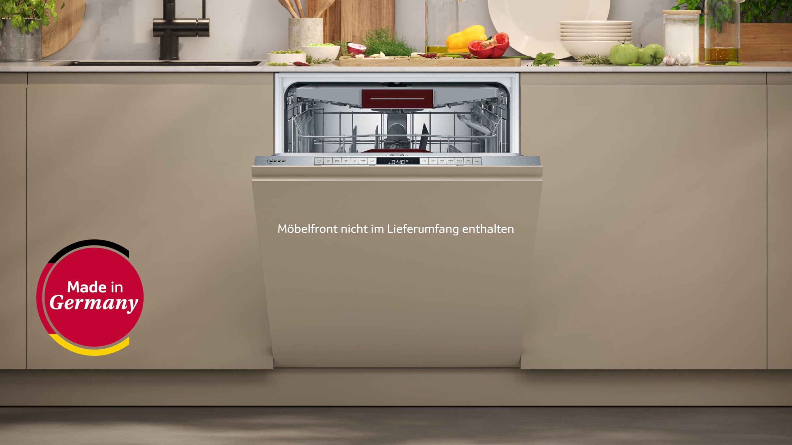 NEFF S155ECX01E, N 50, Smarter Geschirrspüler Vollintegriert, 60 cm, Besteckschublade, Made in Germany, automatische Türöffnung, besonders leise Spülmaschine, höhenverstellbarer Oberkorb, Aqua Stop