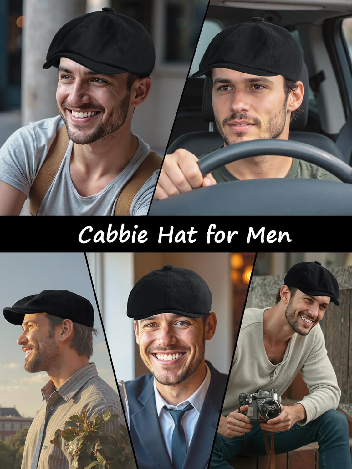 Senker Fashion Newsboy Cap for Men, Irish Newsies Hat Classic 8 Panel Wool Blend for Old Man Cabbie Driving - Image 7