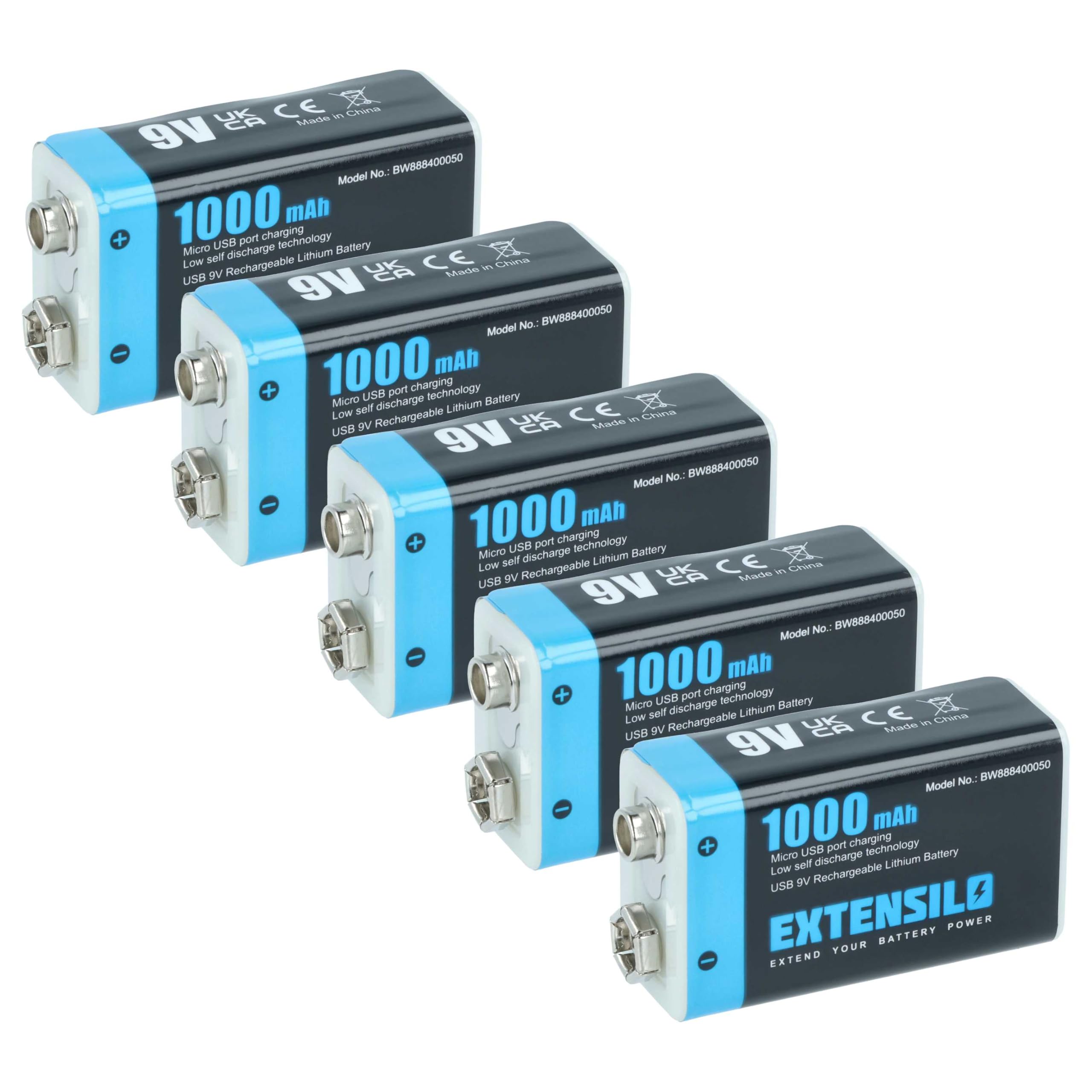 Pile Bloc Batterie 9V pour Divers appareils (1Ah, 9V, Li-ION)