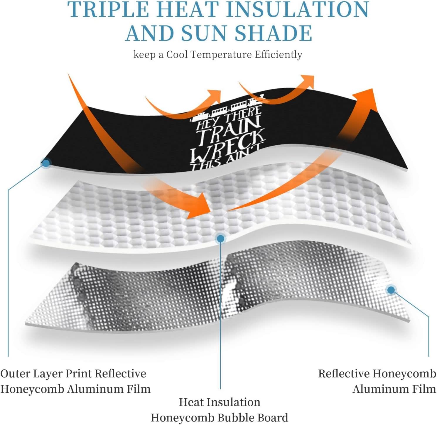 Hey There Train Wreck This Ain't Your Station Windshield Sun Shade Keep Your Vehicle Cool, for SUV Cars Trucks Universal Sun Shade
