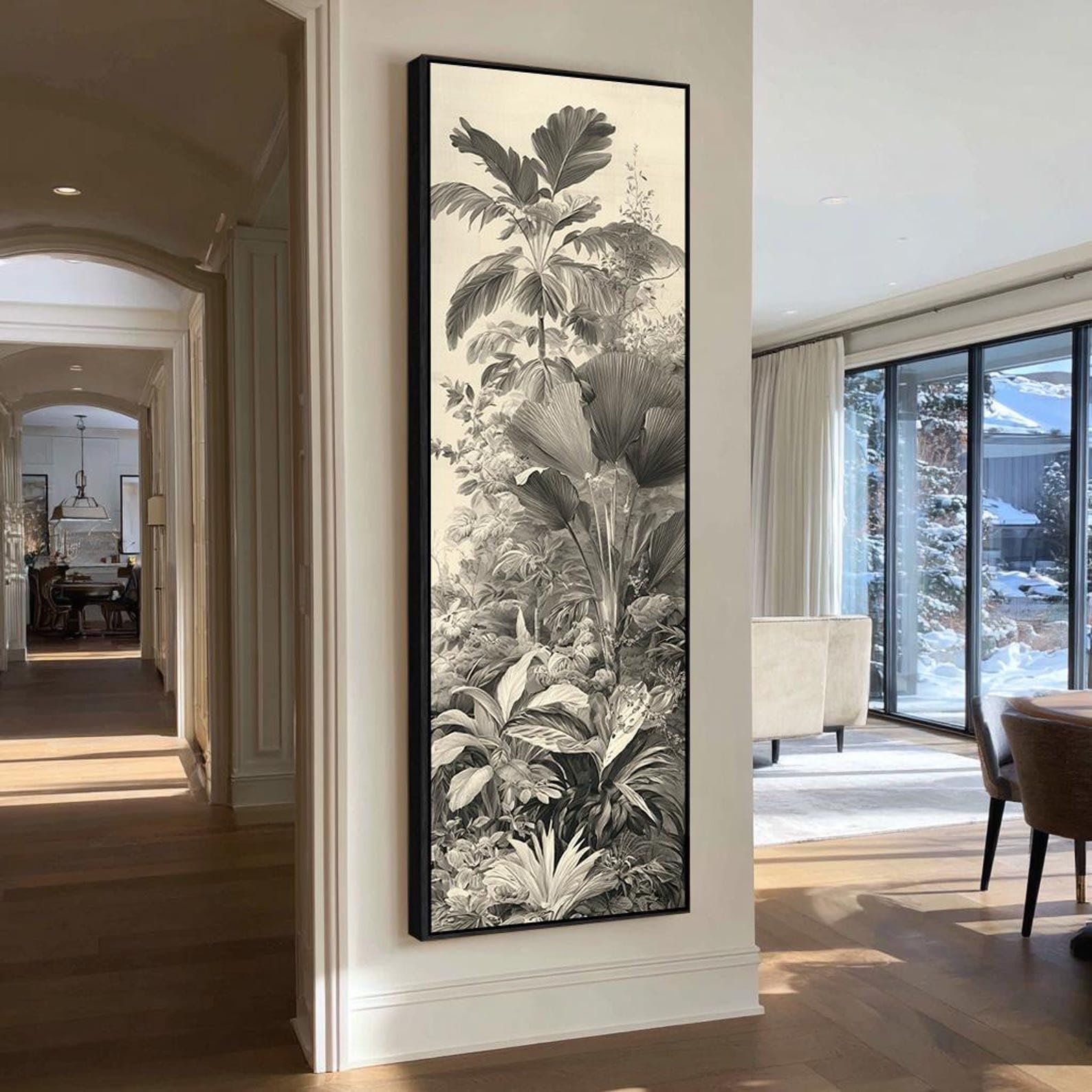 XBTYKPB Vintage Botanical Style Print, Neutral Colors Minimalist Nature Painting, Tall Narrow Abstract Canvas,Earthy Tones Decor(35x105cm/Frameless)