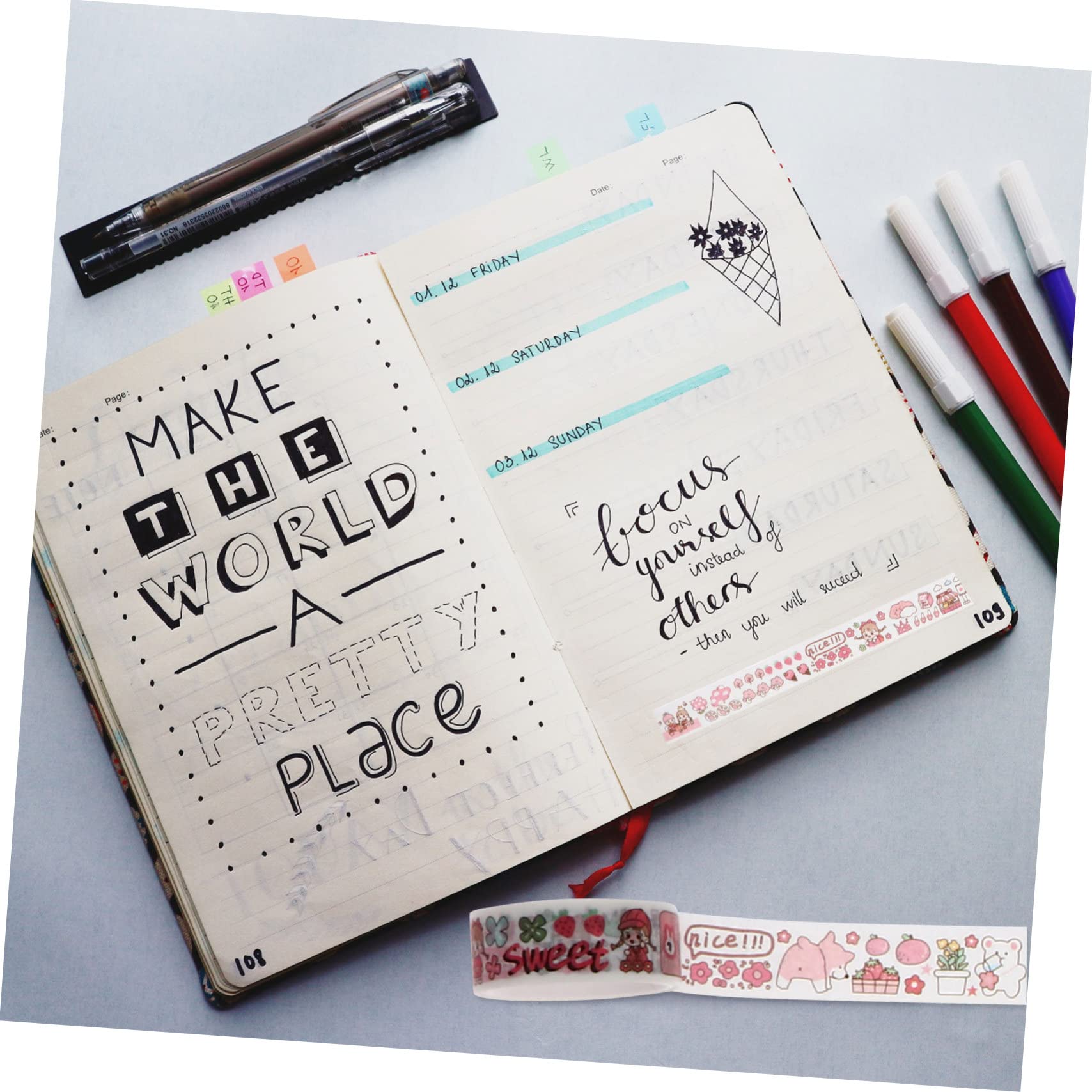 EXCEART 3sets Adesivi Washi Decorativi Per Scrapbooking Di Nastro Autoadesivo Con Motivi Carini Cancelleria Creativa Per Album e Progetti Fai Te