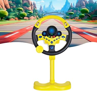 Steering Wheel Driving Toy, Simulated Steering Wheel for Kids, Electric Car Steering Wheel Toys,Electric Early Steering Wheel Toys with Music and Sound, Perfect and Ideal for Kids