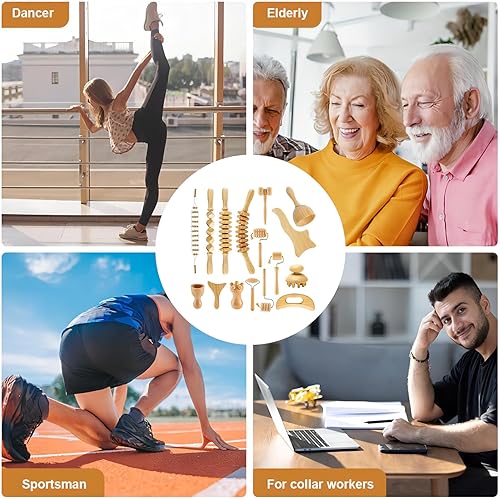 Miniatura 4 de Juego de 16 herramientas de masaje de terapia de madera, kit de maderoterapia para esculpir el cuerpo, drenaje linfático y masaje de tejidos