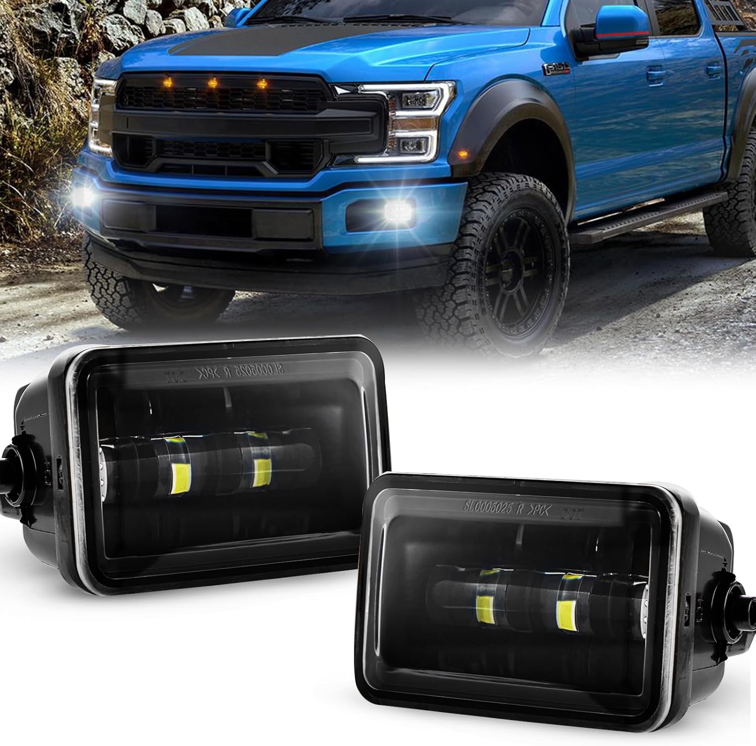 LED Fog Lights Compatible With 2015-2020 Ford F150 F-150 2017-2018 Super Duty Fog Light Bumper Driving Lamp Set Assembly Kit
