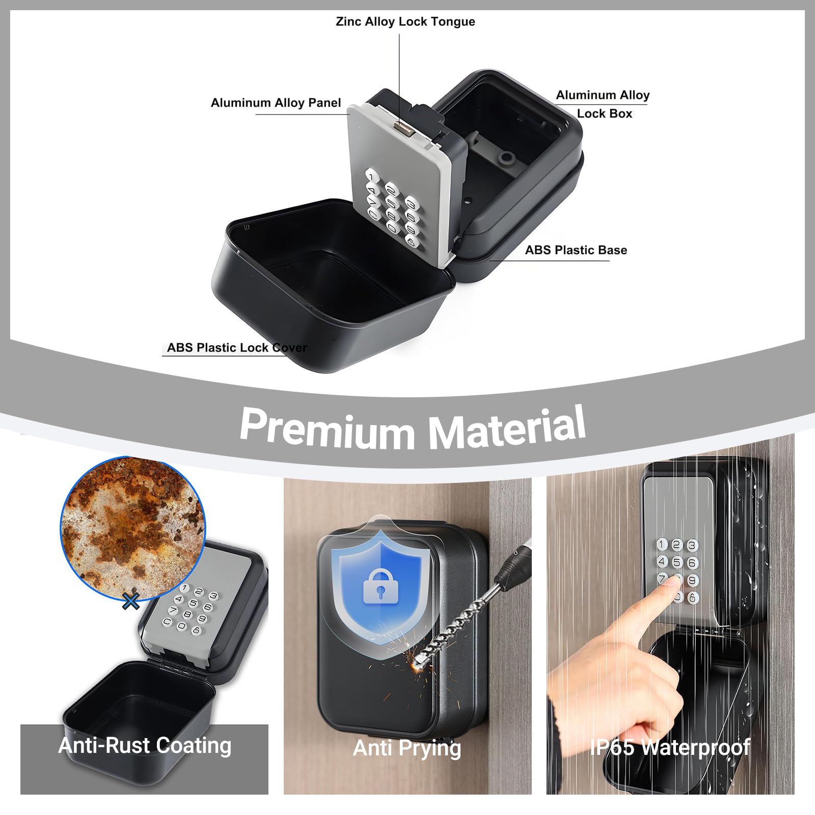 Caja de Seguridad para Llaves Bluetooth, Caja Llaves Combinacion Montaje Mural Aplicación móvil y código PIN Caja de Seguridad Con Código Exterior para Airbnb, Oficinas, Hogares, Garajes y Visitantes