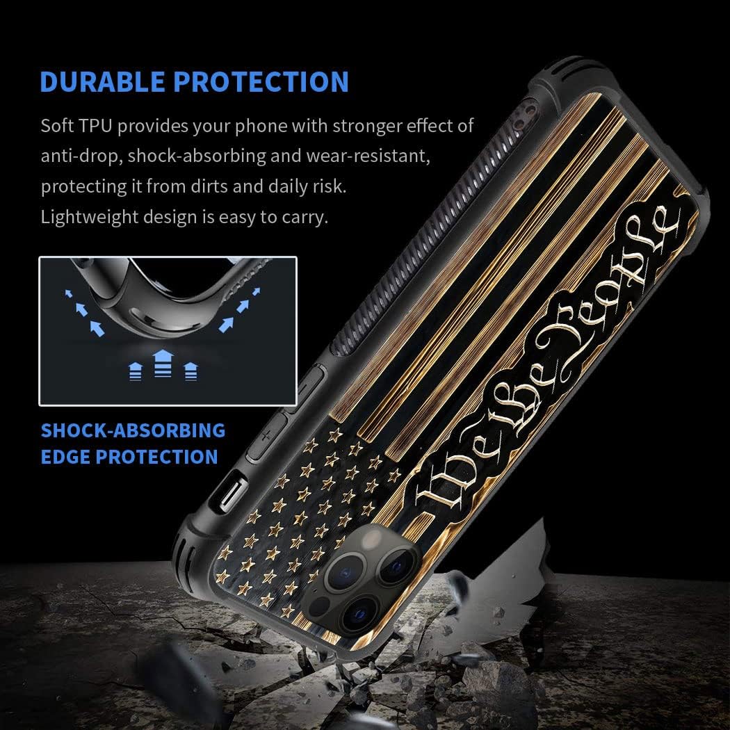 DAIZAG Compatible with iPhone 13 Case,All-Round Protection Shockproof Anti-Scratches TPU Cover,Cases for Man Woman-We The People USA Flag Wood Grain American Flag - Image 3