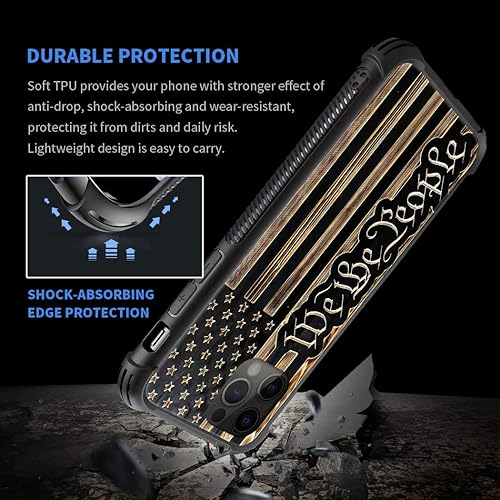 Miniatura 3 de DAIZAG Funda compatible con iPhone 13, diseño de bandera estadounidense We The People de grano de madera, funda para iPhone 13 para hombre y mujer,