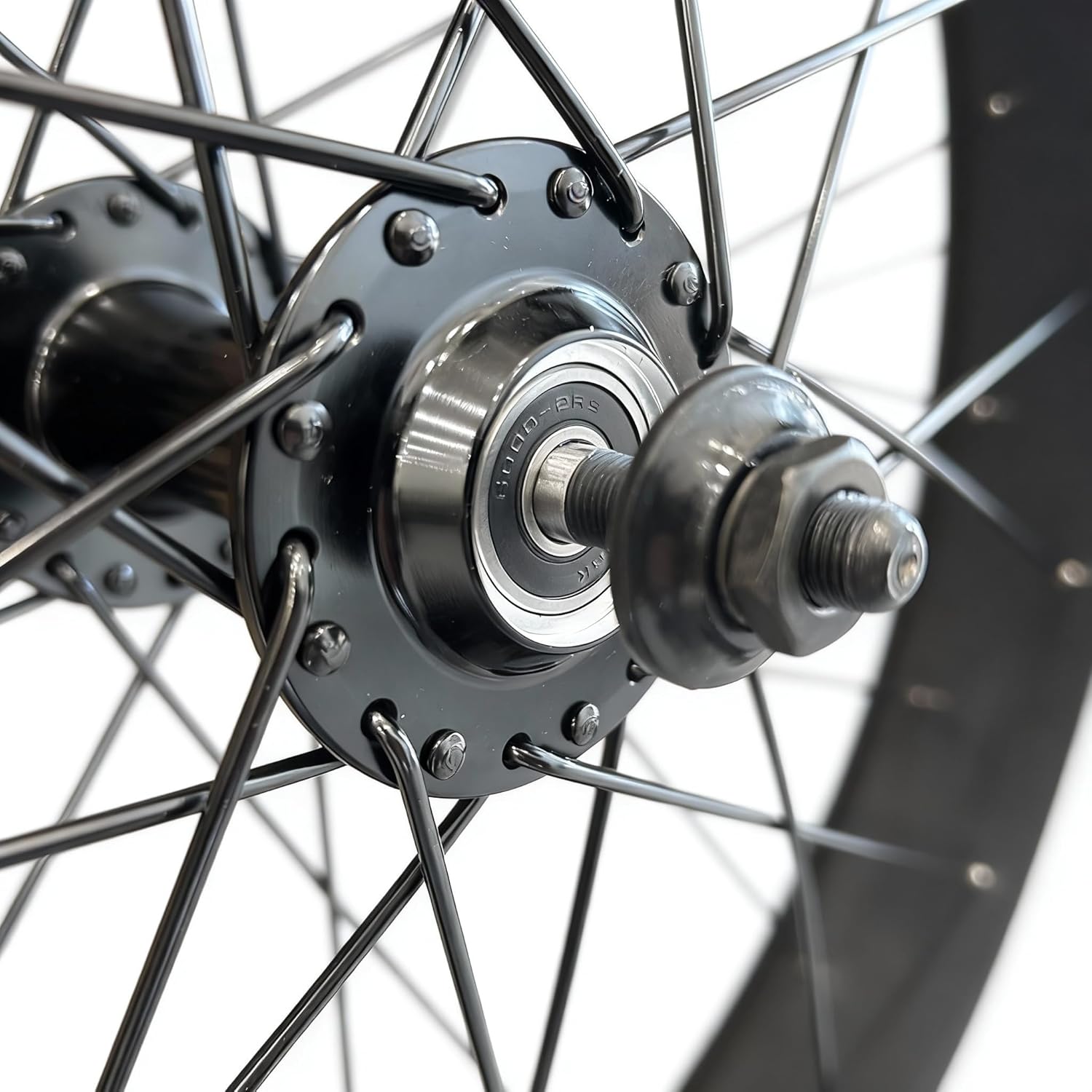 Electric Fat Bike Front Wheel 26''x4.0 with Tire Bearing Hub 12GA Spokes Black Alloy Aluminum Snow Bicycle fatbike Rim Wheel 26 Bolt On