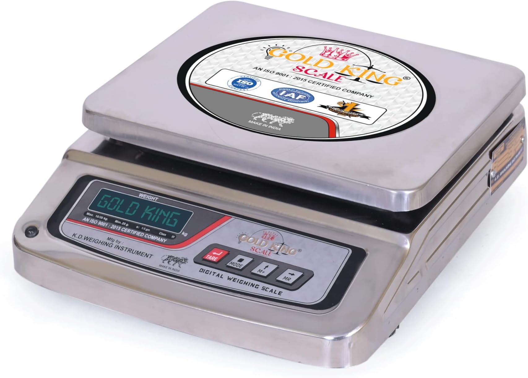 Electronic Chargeable Weighing Machine - 30kg x 1g Accuracy, Dual Display, Stainless Steel Pan - Ideal for Kirana Shops, Hotels, Grocery Stores, and Factories