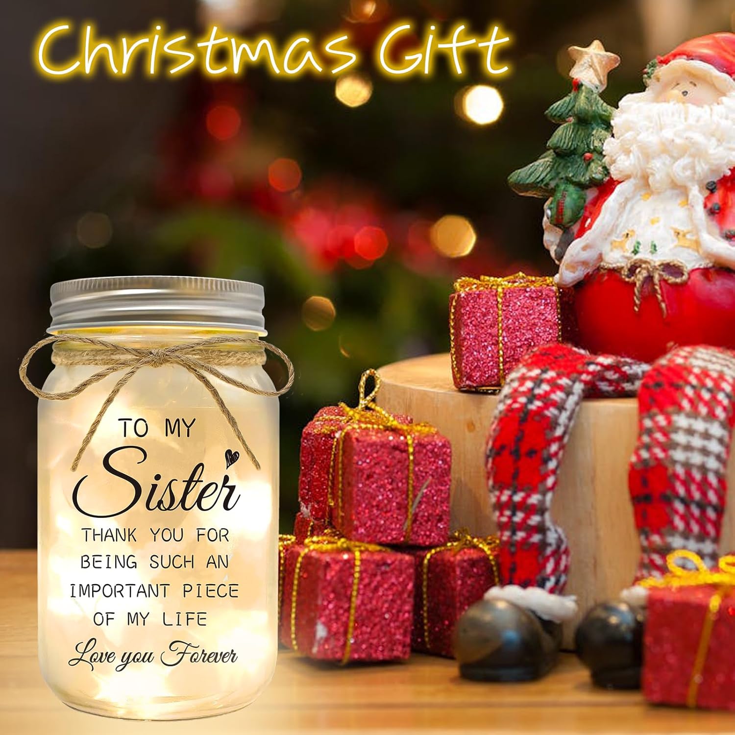 Sister Gifts - Mason Jar Night Lights with Warm Lights for Sisters, Unique Gifts for Sister Gift Ideas for Birthday Christmas Mothers Day Valentines Day, Heartfelt Home Decor Gift - Image 7