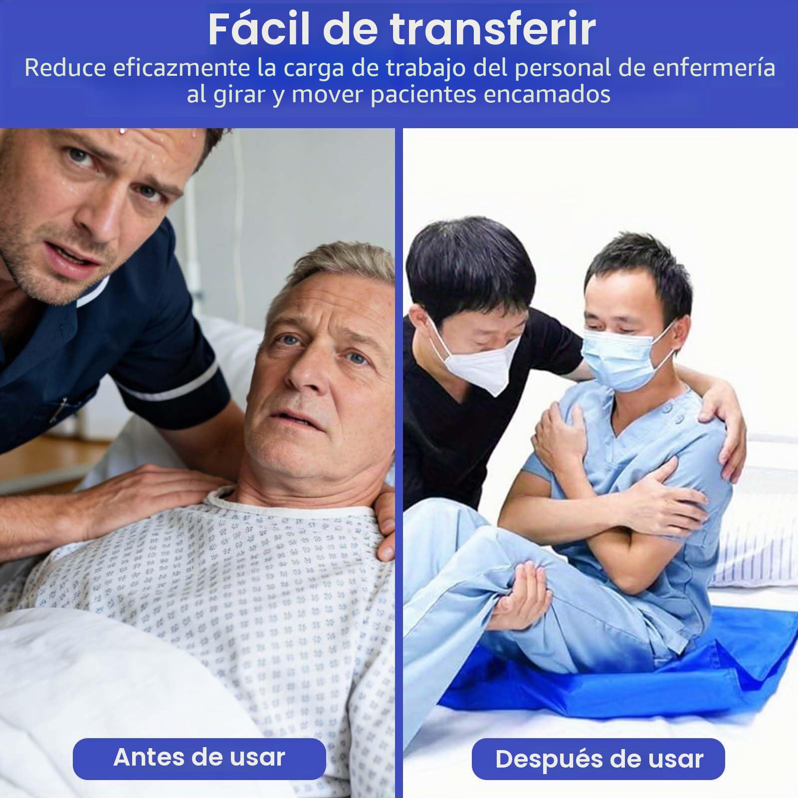 75*135CM Deslizante para Traslado de Pacientes,Almohadilla de Cama de Posicionamiento,Sábanas deslizantes,sábana de transferencia para pacientes,Sábana deslizante,Para el traslado de pacientes