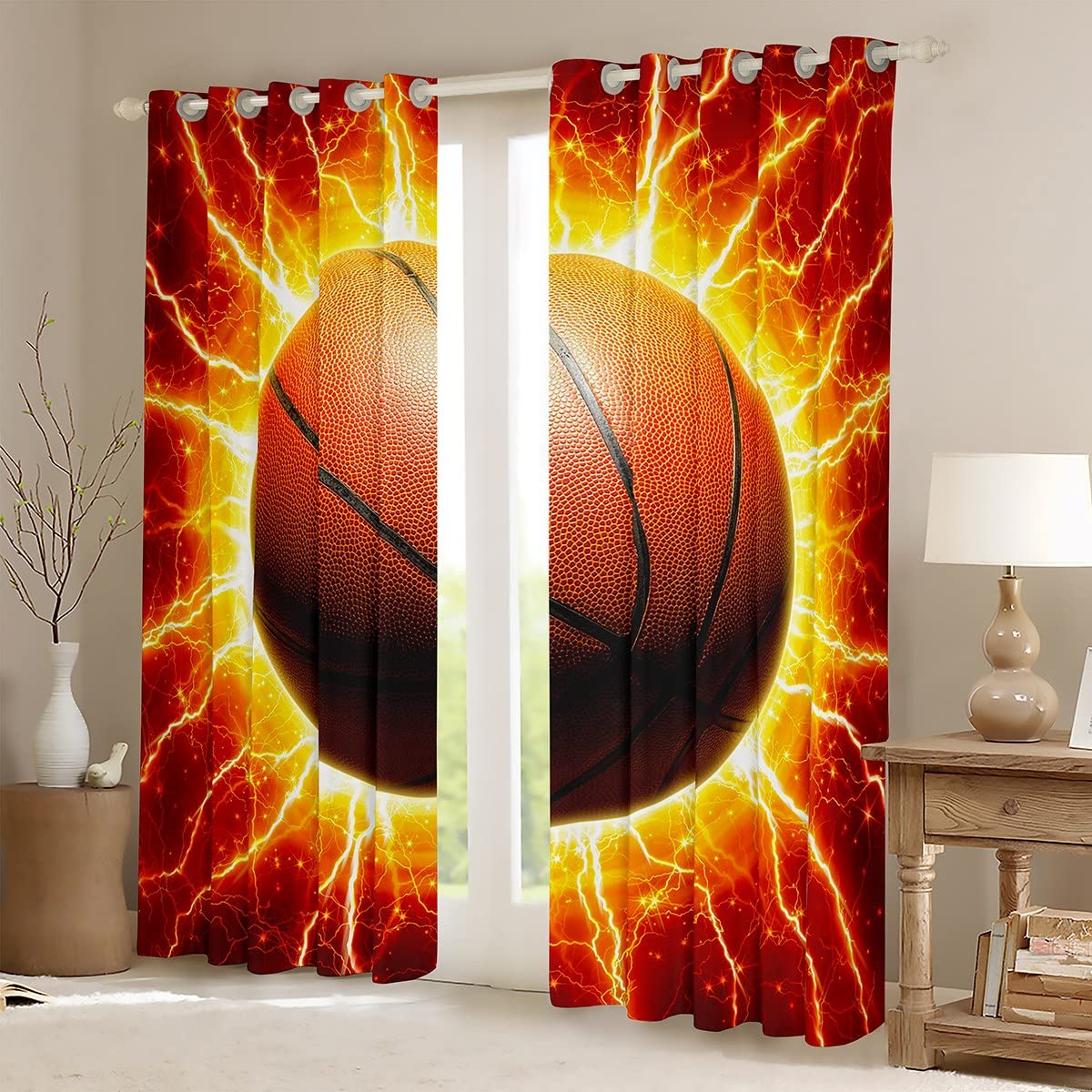 Pallacanestro Bambini Tende oscuranti Gaming Sport Tende per camera da letto Soggiorno per Ragazzi Bambini Adolescenti Giochi con la palla Tende Regalo per gli amanti del basket Trattamenti per fines