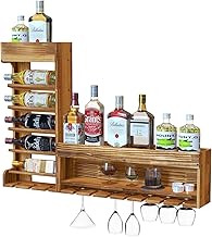 رف نبيذ خشبي متوهج اللون، رف ويسكي عتيق، حامل اكواب نبيذ معلق للحانات والمطبخ والاكواب الزجاجية، هدايا رائعة للعائلات والاقارب والأصدقاء