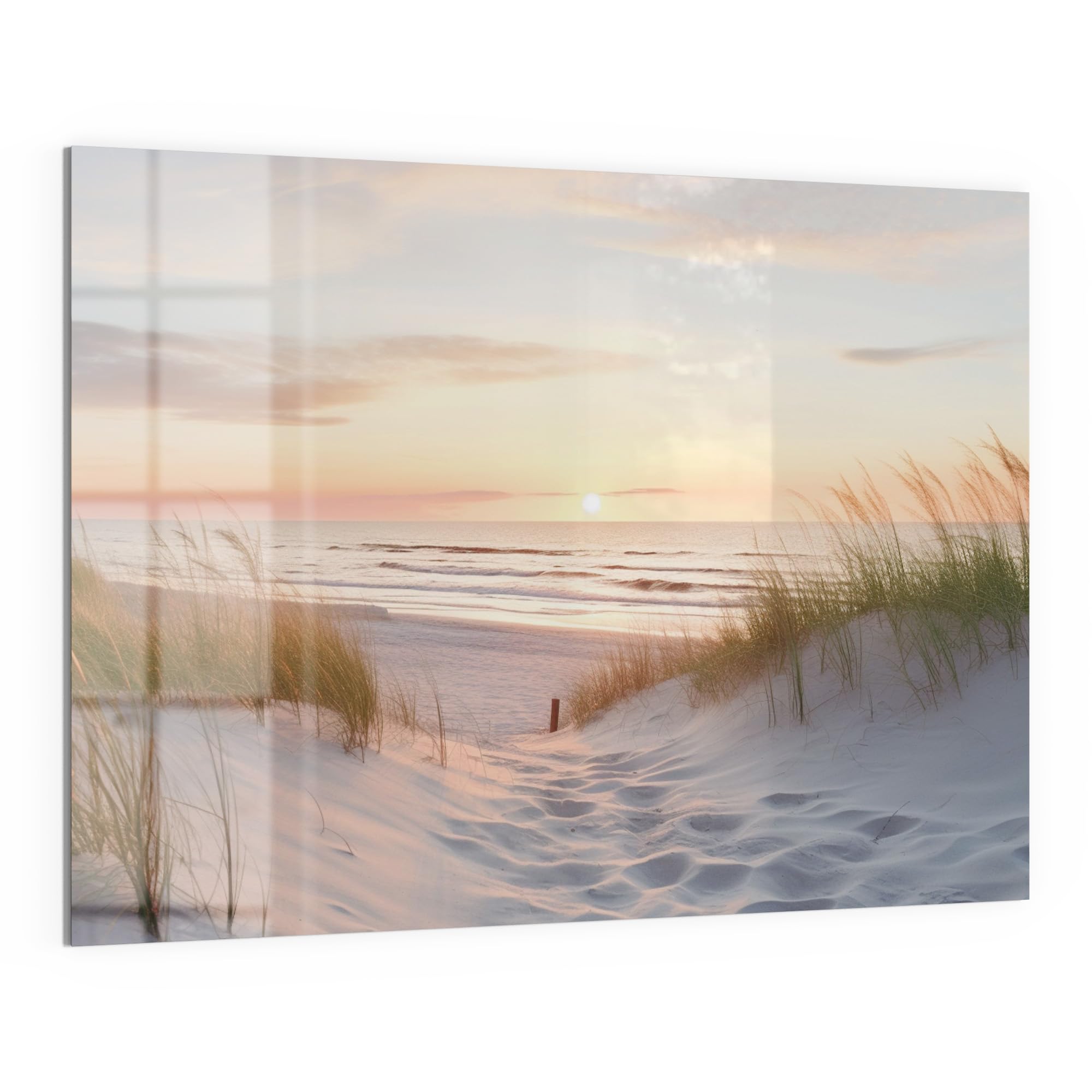 DEQORI Szklana tablica magnetyczna | wymiary 120 x 90 cm | motyw "Wieczór odpoczynku na plaży" | tablica magnetyczna z magnesami, długopisem i chusteczką do kuchni i biura | tablica magnetyczna i do