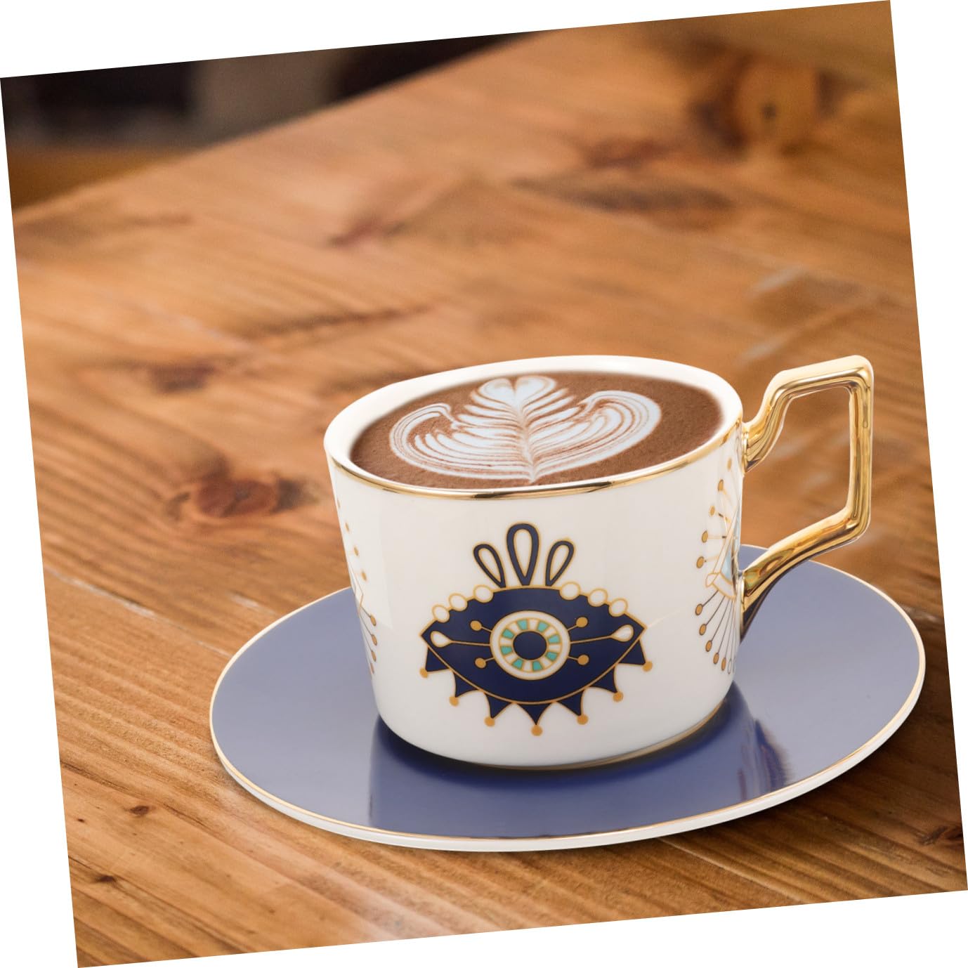 UPKOCH 1set Tazze Da Caffè Ceramica Con Saucer e Design Evil Eye Tazza Elegante Per Caffè Tè Latte e Altri Beverage Stile Europeo Adatta Per Uso Domestico e Occasioni Speciali