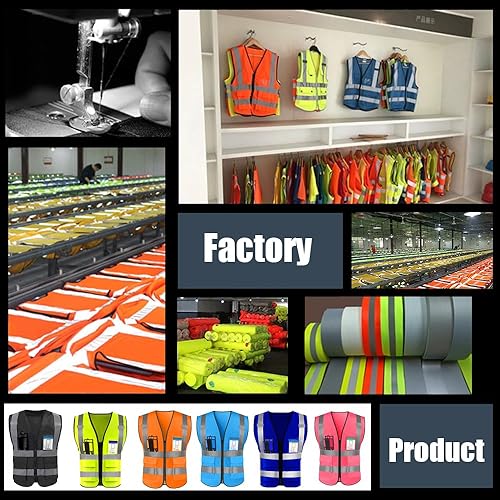 Miniatura 6 de YOWESHOP Chaleco de seguridad de alta visibilidad reflectante con bolsillos y cremallera personalizado su logotipo ropa de trabajo de seguridad