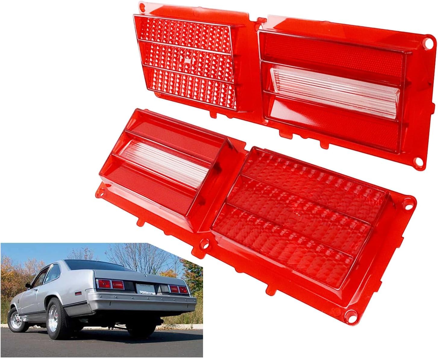 New 2 Pack of Tail Lamp Lens Fits for 1975-1979 Chevy II Nova Models