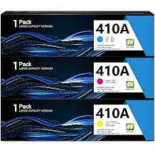 410A Toner Cartridge 3 Pack with Chip Replacement for HP 410A Toner CF411A