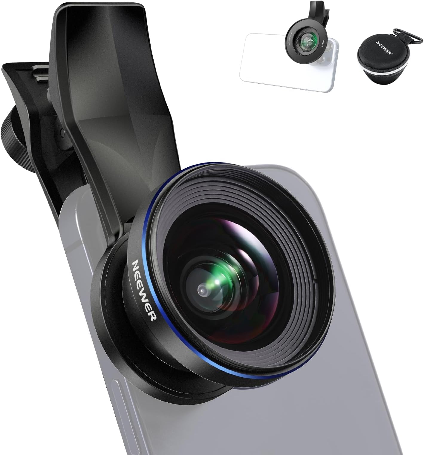 NEEWER 18mm 100° Wide Angle Lens 0.5X Magnification with 17mm Thread Phone Lens Clip & 67mm Filter Adapter Ring, Also for Phone Cage/Phone Case/Phone Clamp/Backplate, LS-42 PRO