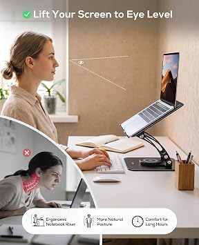 Nulaxy 360 Rotating Laptop Stand for Desk, Adjustable Laptop Riser Holder