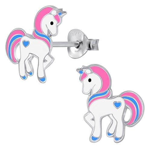 Aww So Cute 92.5-925 Sterling Silver Unicorn Stud Earrings for Kids Girls Pure Silver (ER1605)