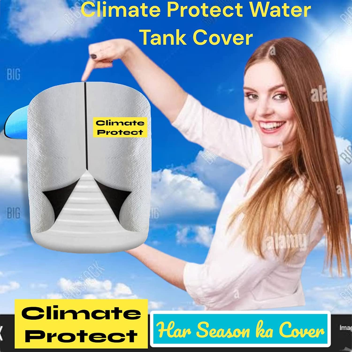 Water Tank Cover Nano Technologies Insulated Fabric Cover/Jacket for Water Tank Built for Hot and Cold Weather (500 Litre) 2