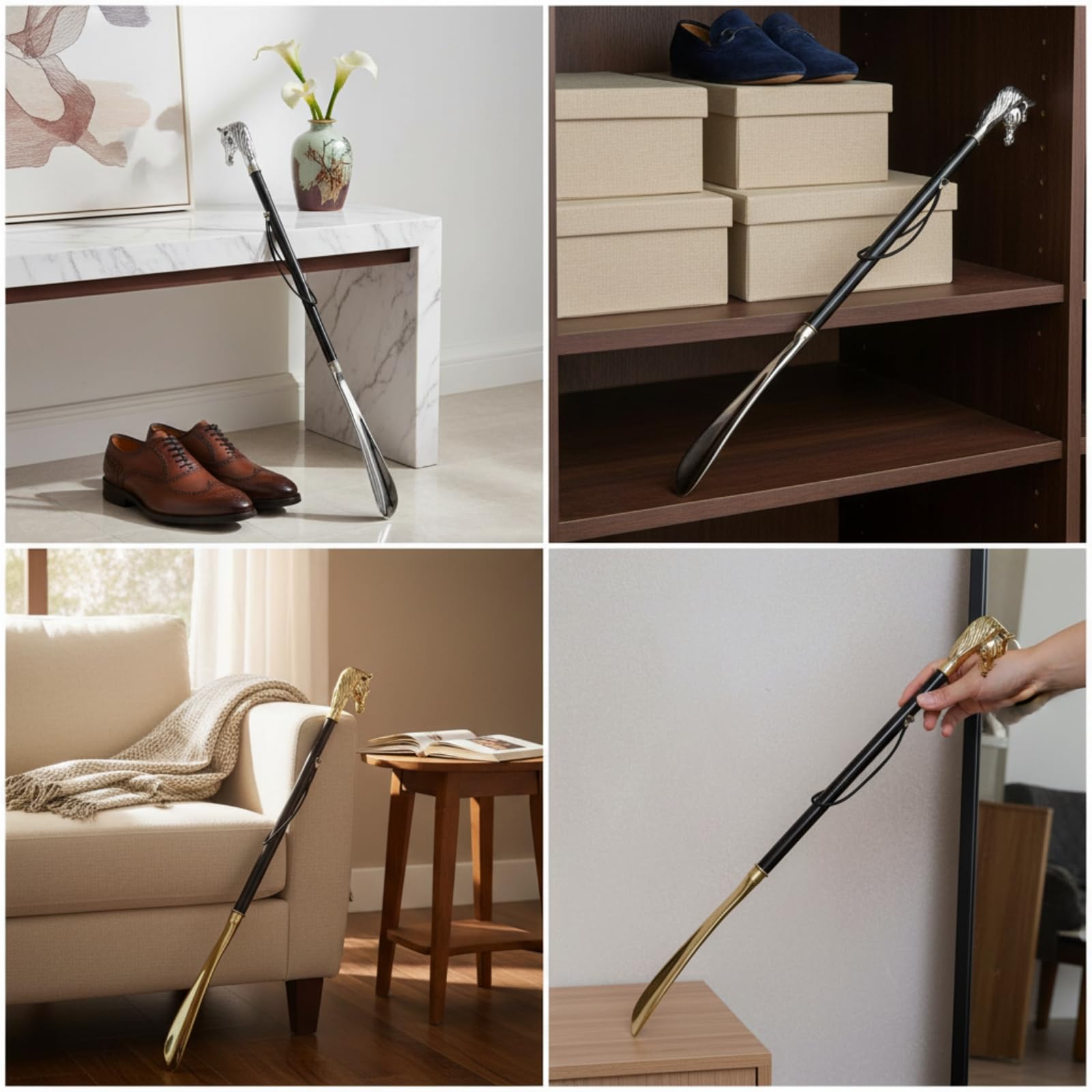 Yajuyi Chausse-Pied à Tête Cheval Élégant Chausse-Pied Tête Cheval Ergonomique pr Seniors