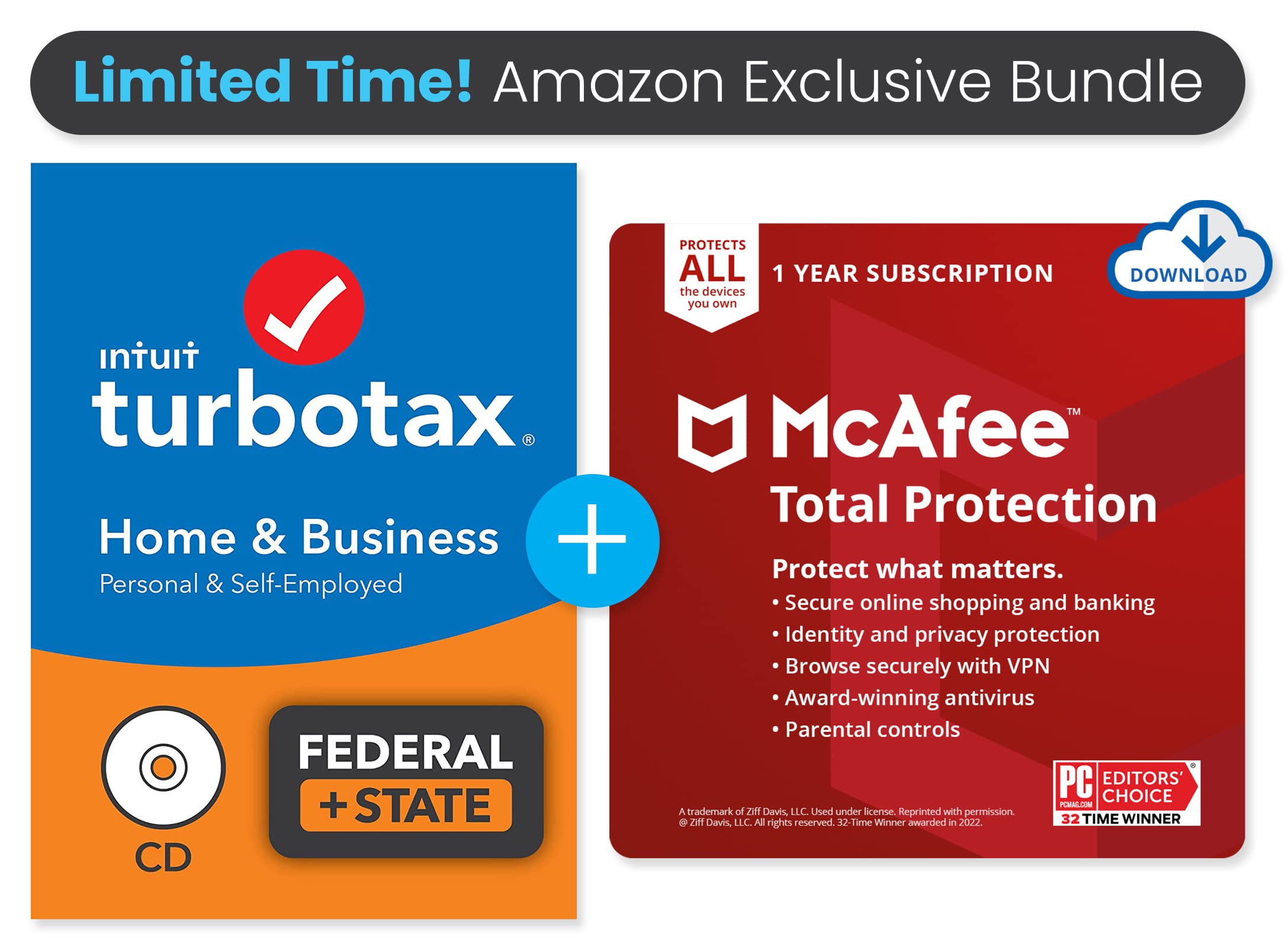 TurboTax Home & Business 2021 Tax Software | Federal and State [PC/Mac Disc] | PLUS McAfee Total Pro