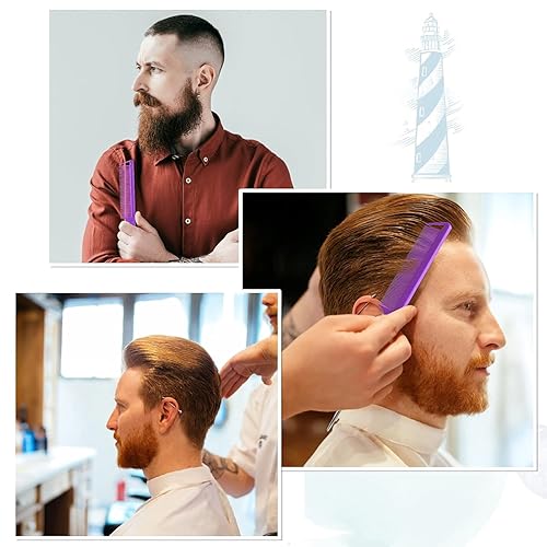 Miniatura 7 de Peine de cola de rata, peine de separación, juego de peines de metal largos de acero para estilistas, peines para cabello para mujeres (4 paquetes,