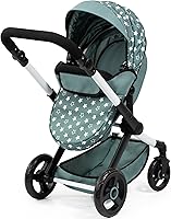Vista 3 de Bayer: Cochecito Xeo: Estrellas Verde y Blanco - Bolso a juego, asa ajustable, para muñecas de hasta 20", Edades 3+ Muñecas bebé Vestirse