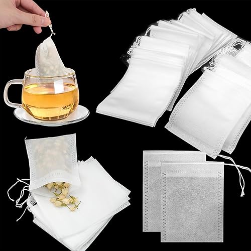 Miniatura 1 de 1100 bolsas de té para hojas sueltas, bolsas de filtro de té, coladores, bolsas de té vacías desechables con cordón, bolsas de café, paquete de