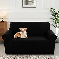 Vista 42 de Funda elástica para sofá, lavable, protector de muebles con espuma antideslizante y parte inferior elástica para niños, perros (sofá biplaza/beige)