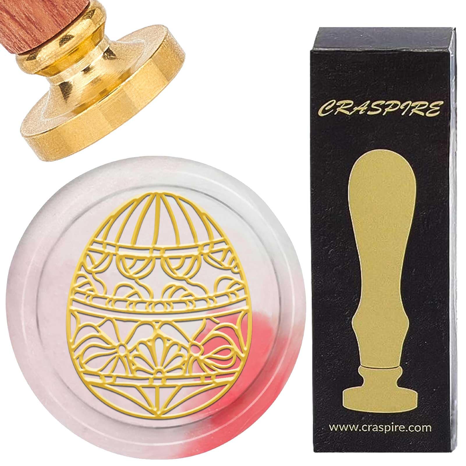 CRASPIRE Easter Egg Wax Seal Stamp Wax Stamper 30mm Vintage Removable Brass Stamp Head with Retro Rosewood Handle for Wedding Invitations Thanksgiving Gift Packing DIY Scrapbooking Embellishment