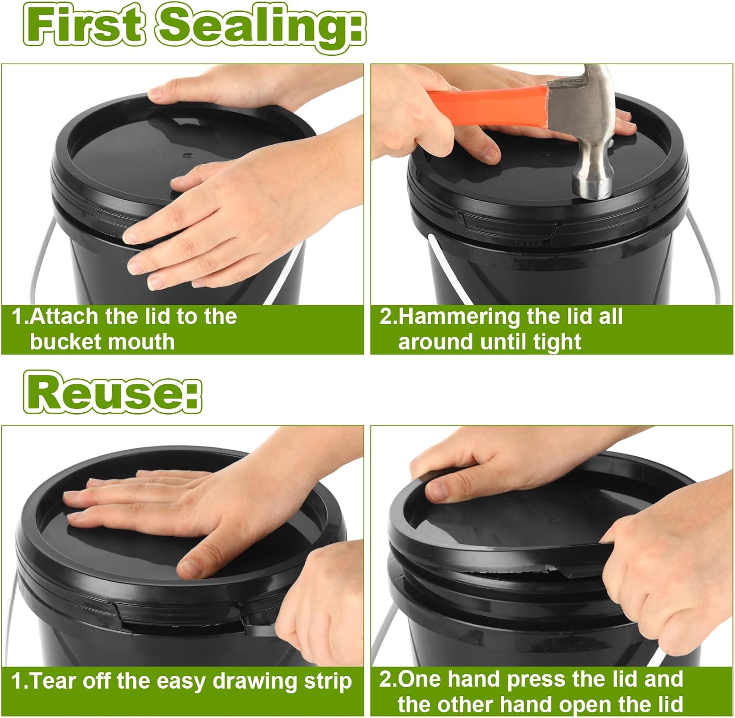 2 Pack Paint Bucket for Painting 1 Gallon Empty Paint Cans with Lids & Handles Paint Storage Containers Plastic Paint Containers 4 Quart Paint Cans with Lids Gal Paint Pail for Leftover Paint - Image 5