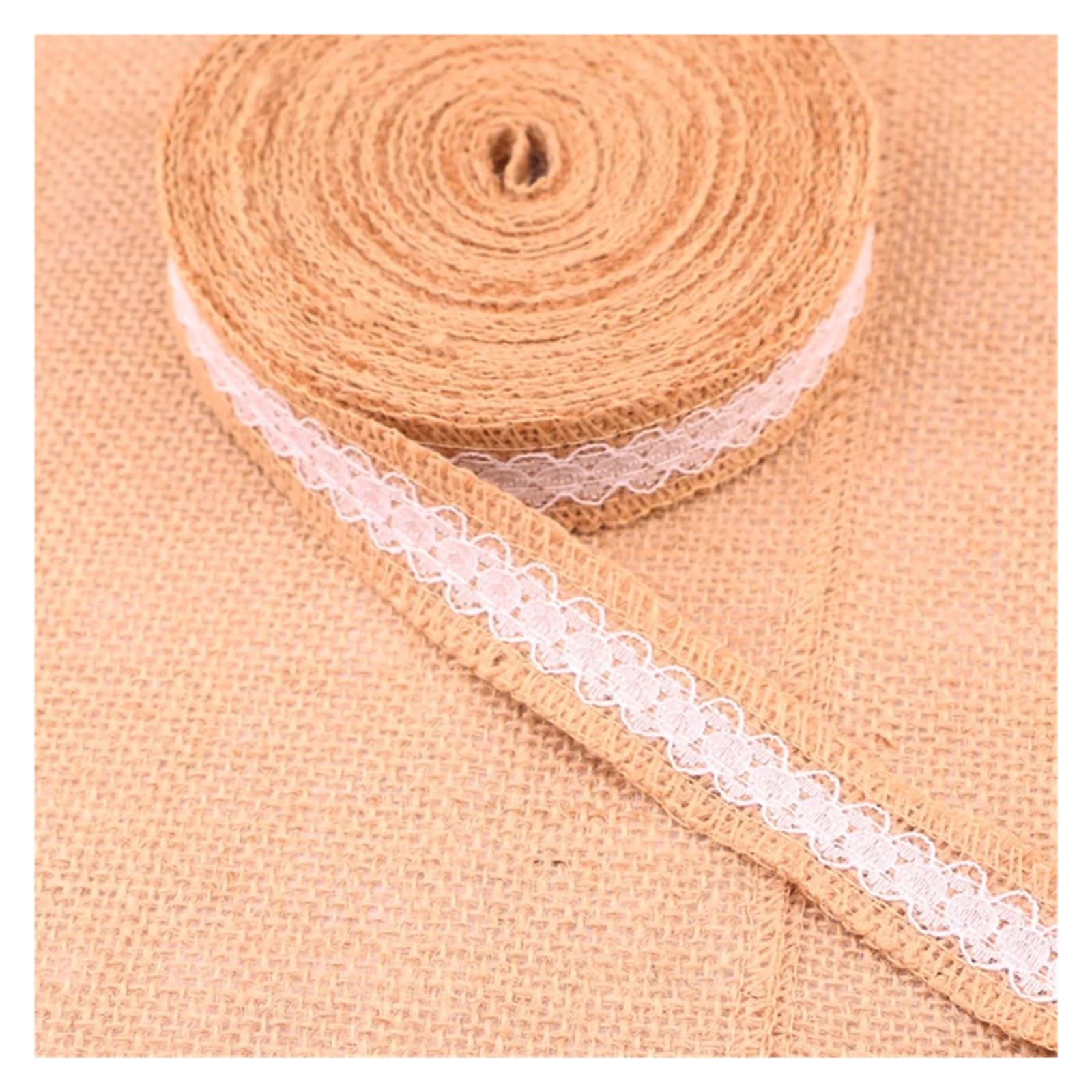 Hessian Roll 2M 5M Natural Jute Burlap Ribbon Versatile Rustic Vintage Wedding Decor Hessian Lace Roll Party Supplies DIY(Color4,5M)