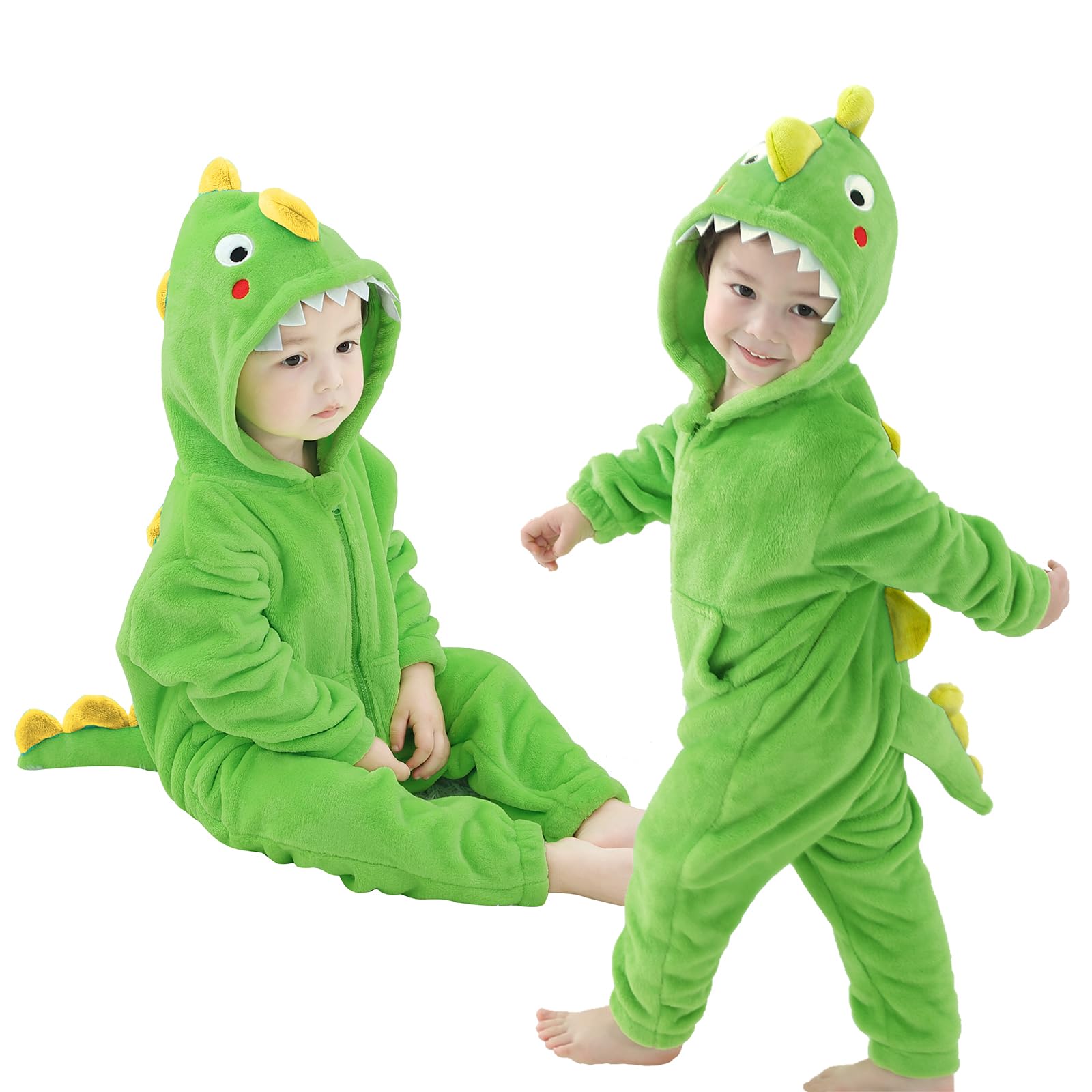 LOLANTA Boys' Girls' Dinosaur Shark Costume Flannel Jumpsuits Animal Onesie