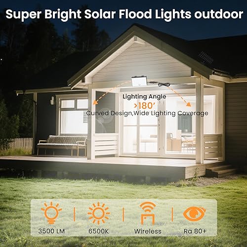 Miniatura 2 de LumiZen Luces solares para exteriores, control remoto, luces solares con sensor de movimiento con 3 modos, iluminación de inundación impermeable