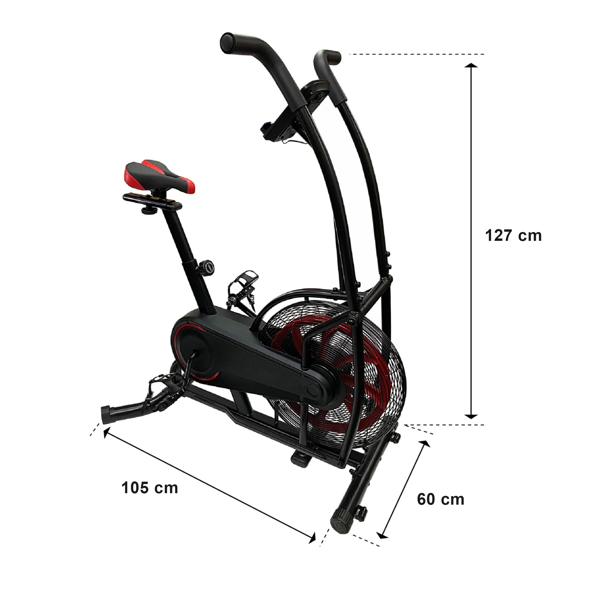Ultrasport Air Bike, rower fanów, opór powietrza, do treningu siłowego, efektywny HIIT trening, kompatybilny z aplikacją komputera treningowego, bezpieczna podstawka, trening ramion i nóg, regulowany