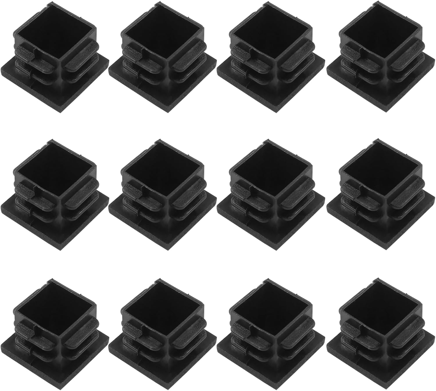 12 Pack 2" Square Plastic Plugs, Black Tubing End Caps Plugs Insert for Square Tube and Furniture Legs