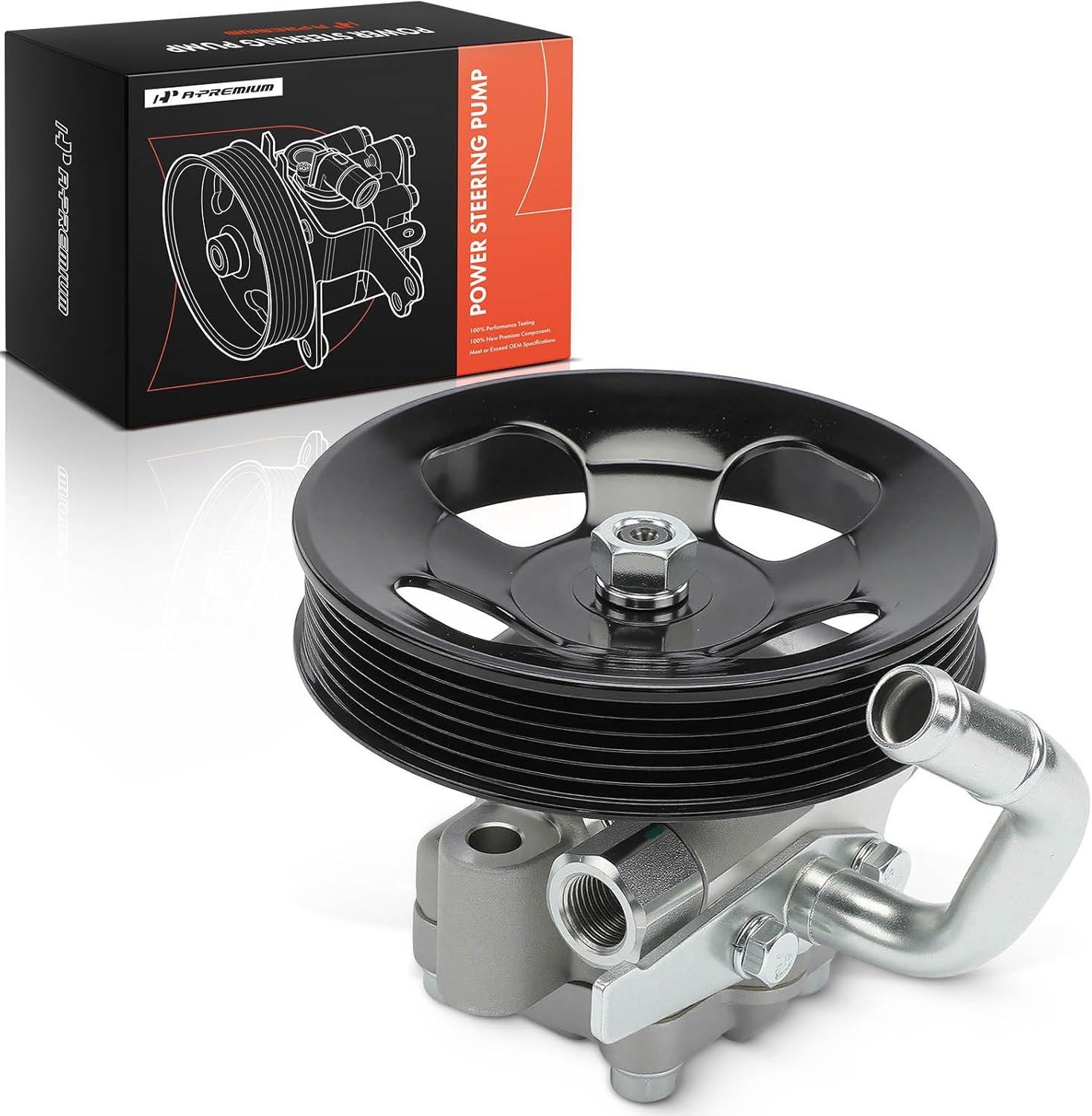 A-Premium Power Steering Pump, with Pulley, Compatible with Hyundai Santa Fe 2001 2002 2003 2004 2005 2006, V6 2.7L, Replace # 5710026100