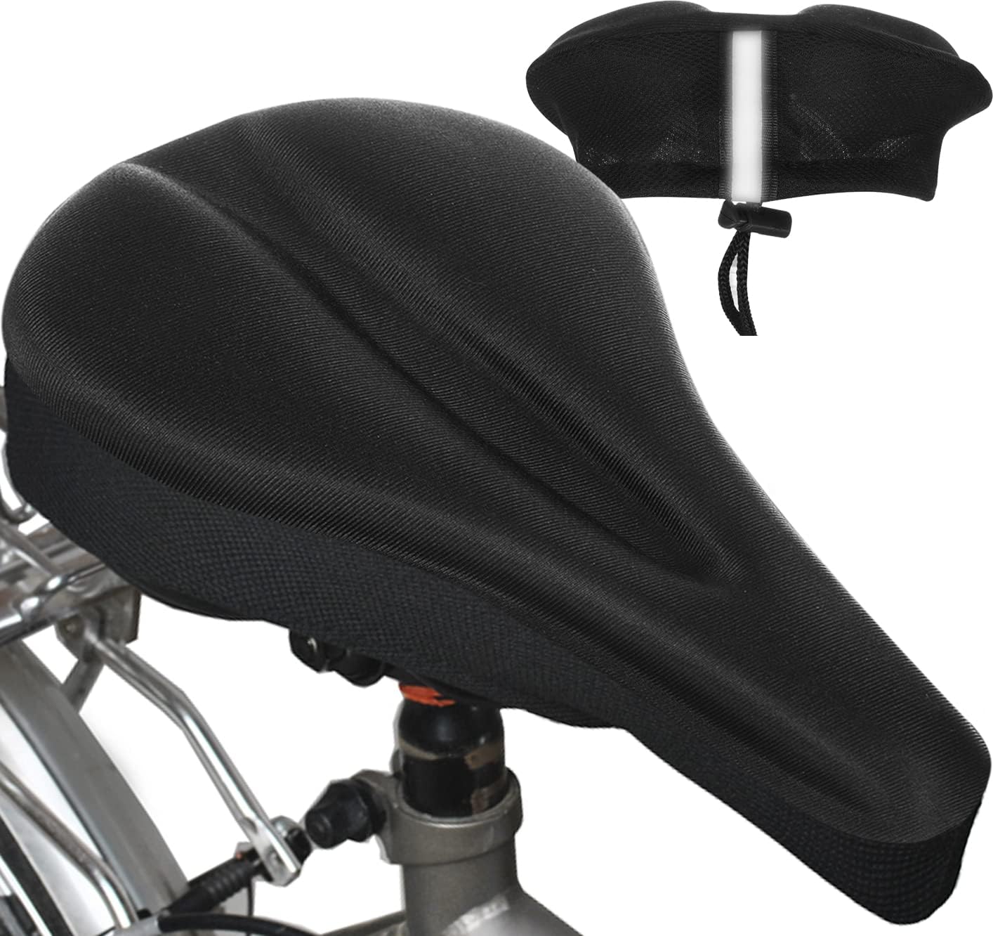 Gel Bike Saddle for Men Women with Extra Padded Safety Band Black 6955 Sports