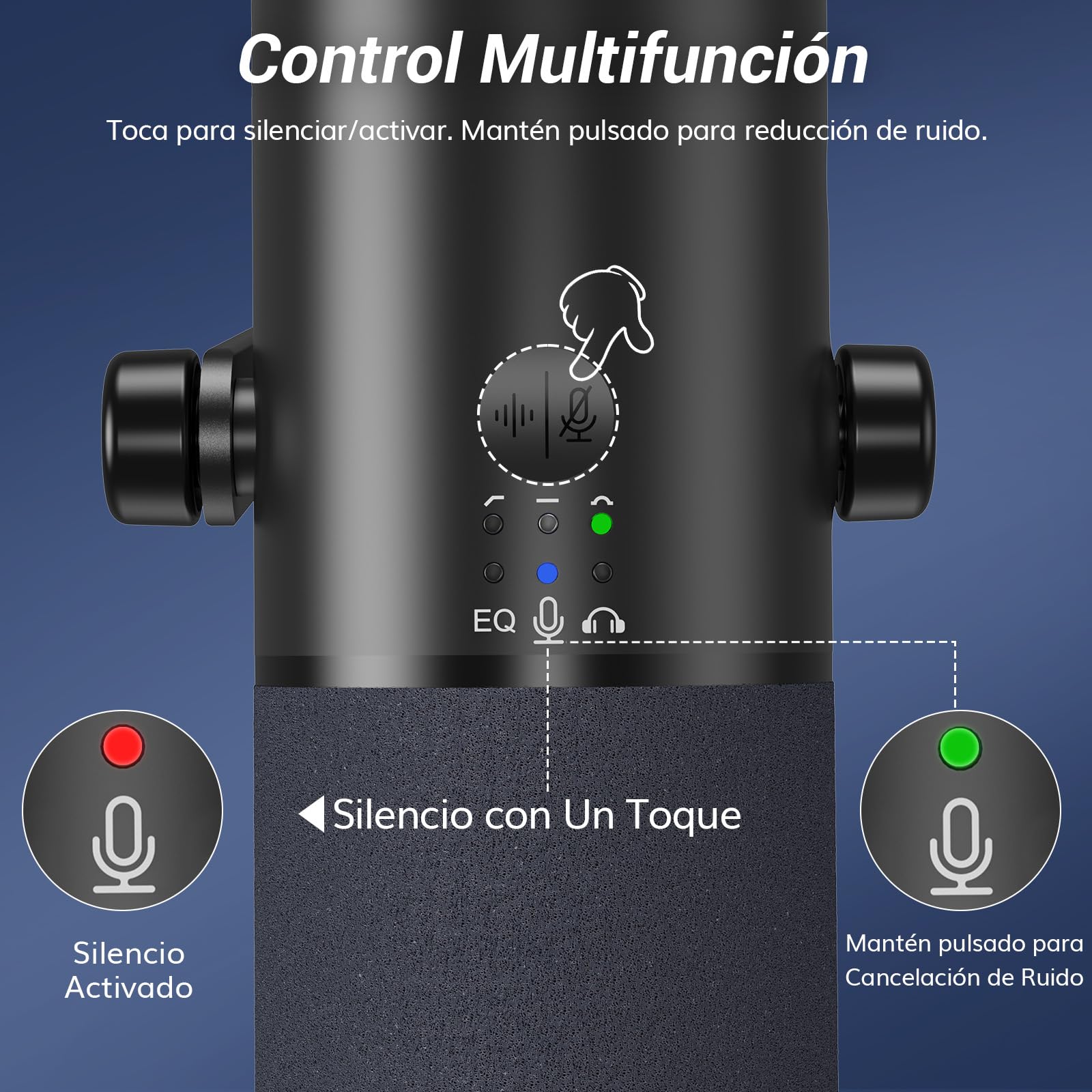 TONOR USB/XLR Microfono Dinámico para Juegos, PC Micrófono Cardioide de Estudio con Soporte de Escritorio para Podcasting, Streaming, Conector para Auriculares de 3,5 mm y Botón de Silencio, TD510 AIR