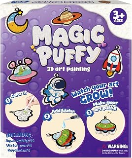Artnedu 3D Art Kit-Magic Puffy,Kids Crafts,Astronauts & Space Theme,DIY Color & Inflate Activity, Creative Gift for Girls & Boys Ages 4, 5, 6, 7, 8, 9, 10