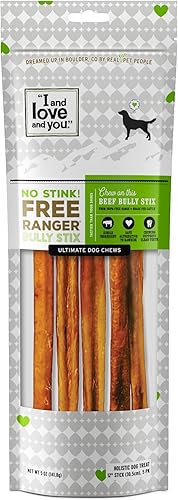 I and love and you No Stink Free Ranger Bully Stix - Carne de res - Alternativa de cuero crudo, un solo ingrediente, carne de res alimentada con