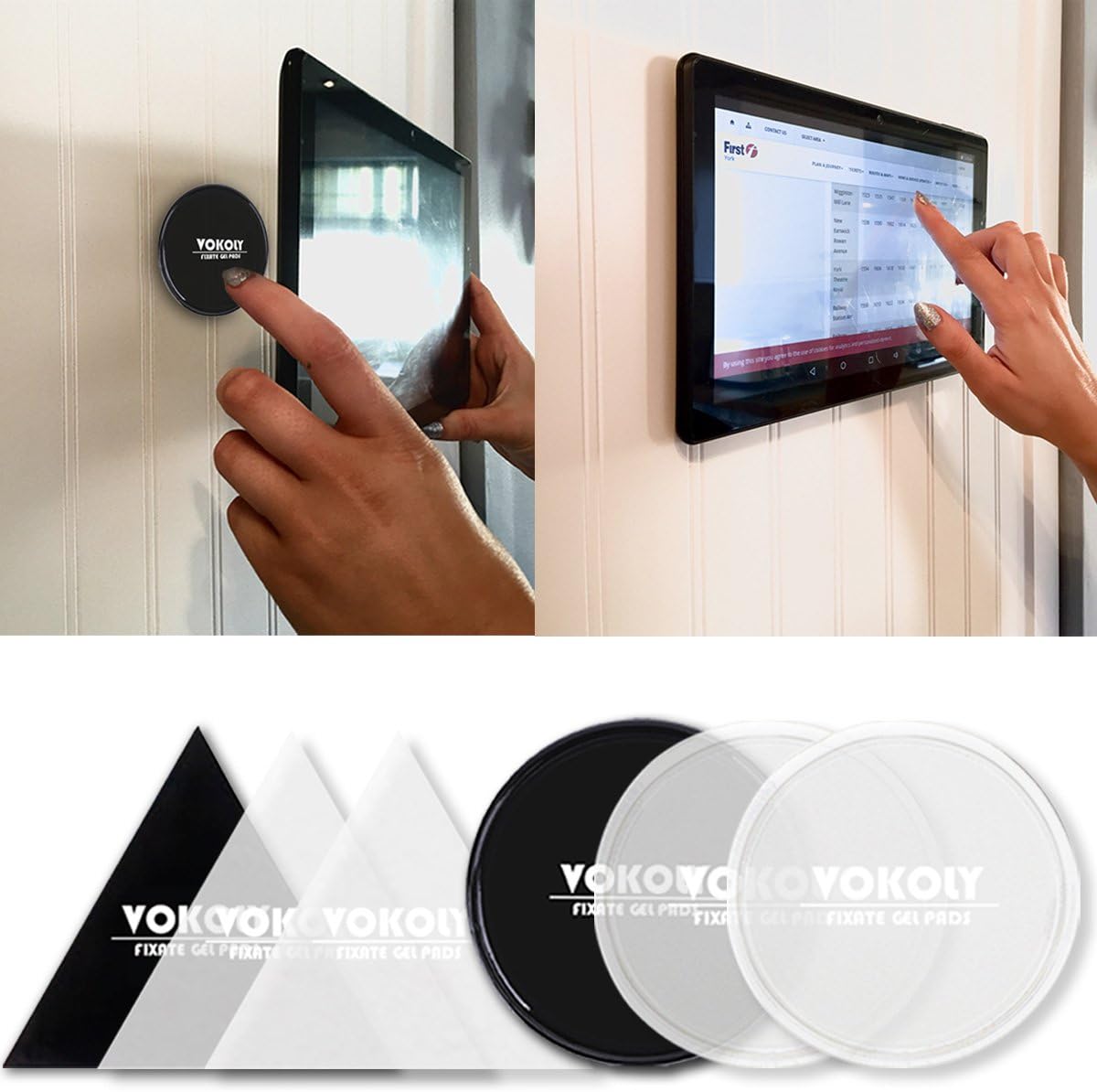 [6 Pack] Sticky Gel Pads Non-Slip Pads Cell Pads Anti-Slip Mats for Wide Applications (Black, Clear)