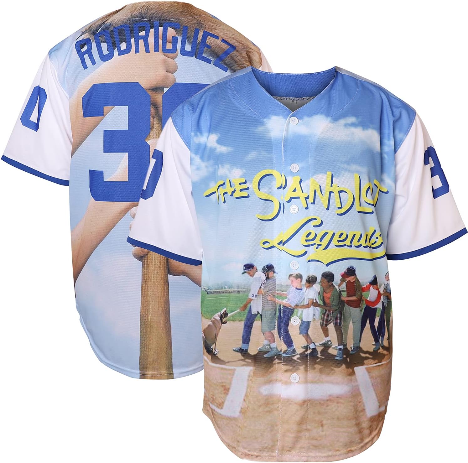 PhoneutrixBenny 'The Jet' Rodriguez 30 The Sandlot Bel Air Short Sleeve Squints Yeah-Yeah Baseball Jersey