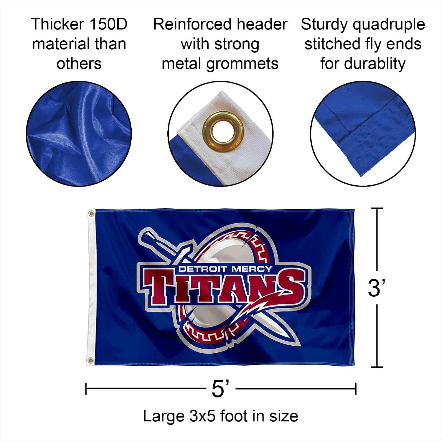 Detroit Mercy Titans Wordmark Large Grommet Banner Flag
