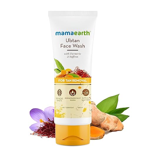 Mamaearth Ubtan De Tan Face Wash | Ayuda a reducir el bronceado y el daño solar | Limpia suavemente la suciedad y el exceso de aceite | Enriquecido